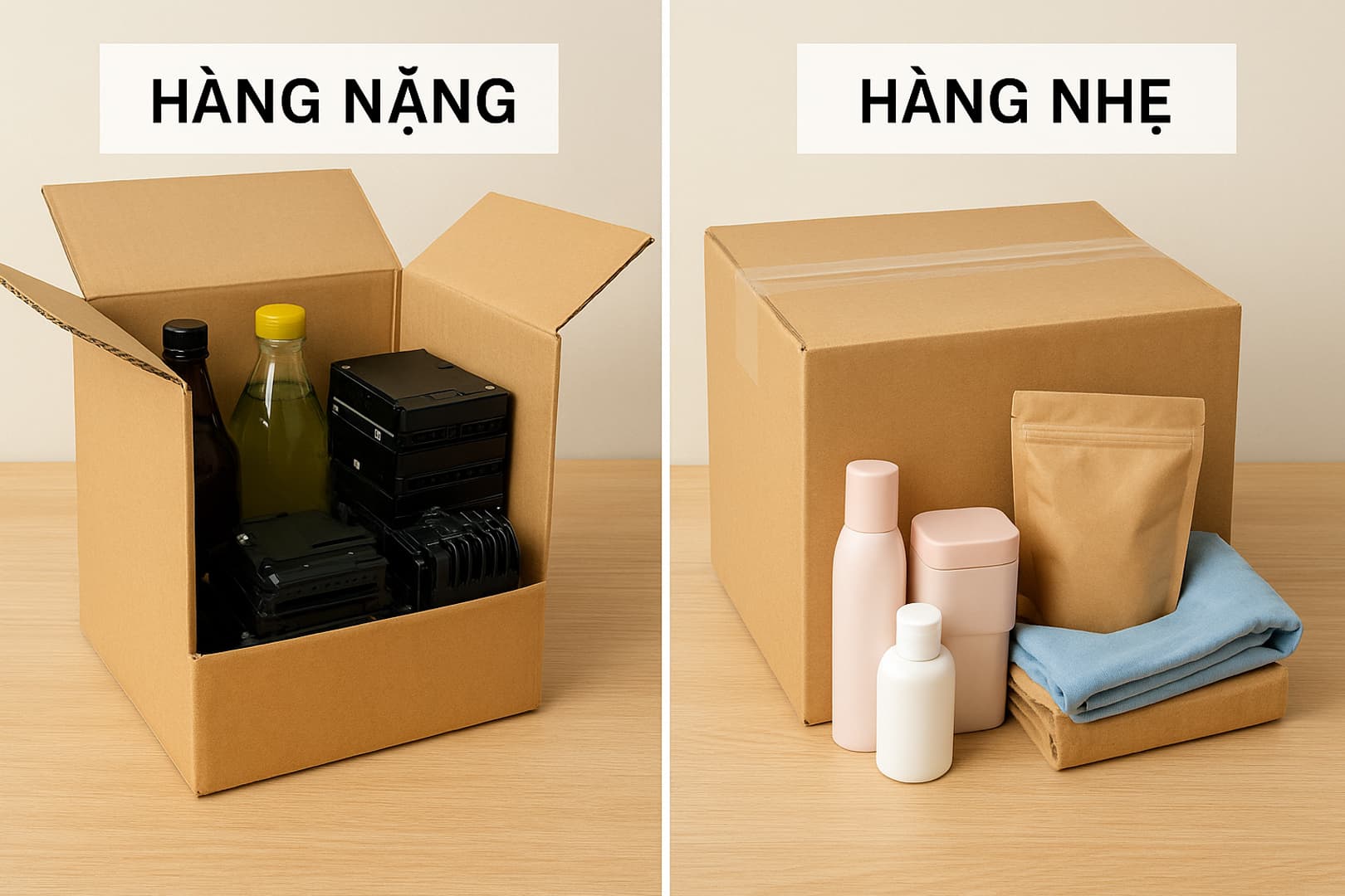 Ảnh: ứng dụng thùng carton ghim và thùng carton dán keo